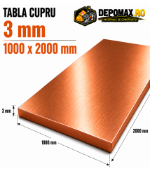 Tabla cupru 3mm – 1000 x 2000 mm – EN Cu-DHP